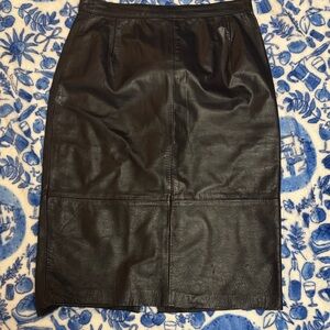 Chic Black genuine Leather Pencil Skirt